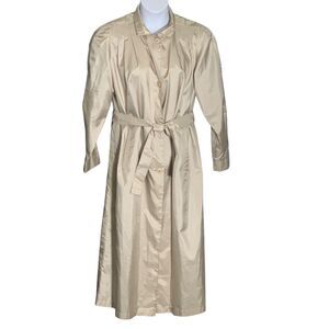 Vintage Alorna Women's Trench Coat Raincoat Sz 9/10 Belted Khaki Tan Lightweight